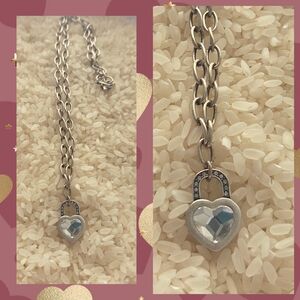 Touchstone Crystal Silver Heart Lock Necklace